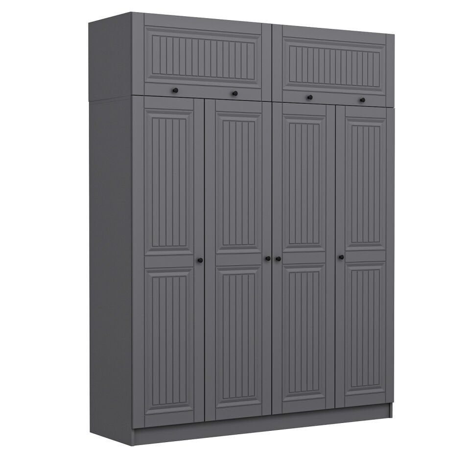 Kale 4 Kapaklı 2 İç Çekmeceli Dolap Ve Yüklük Antrasit Mebran İlkbahar