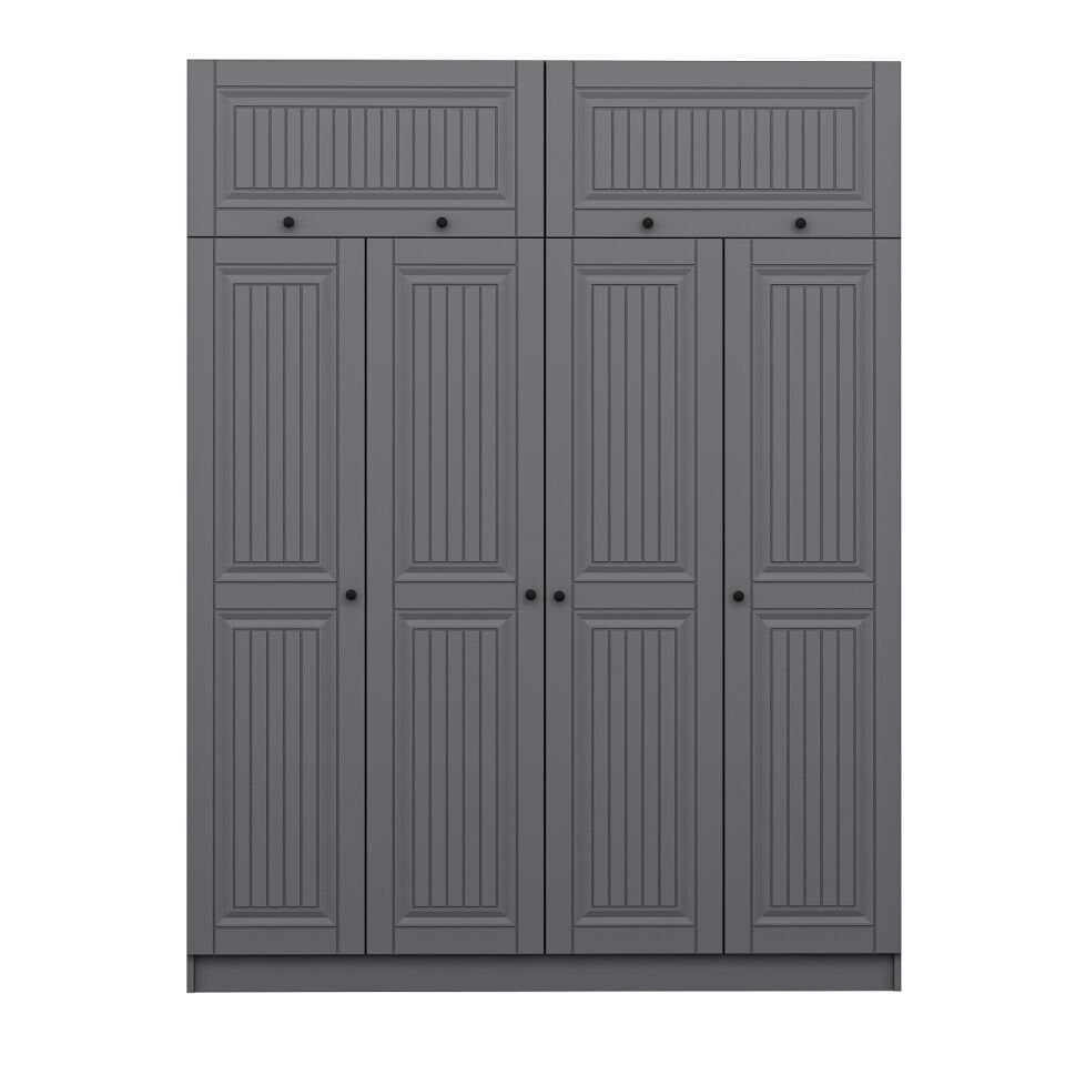 Kale 4 Kapaklı 2 İç Çekmeceli Dolap Ve Yüklük Antrasit Mebran İlkbahar