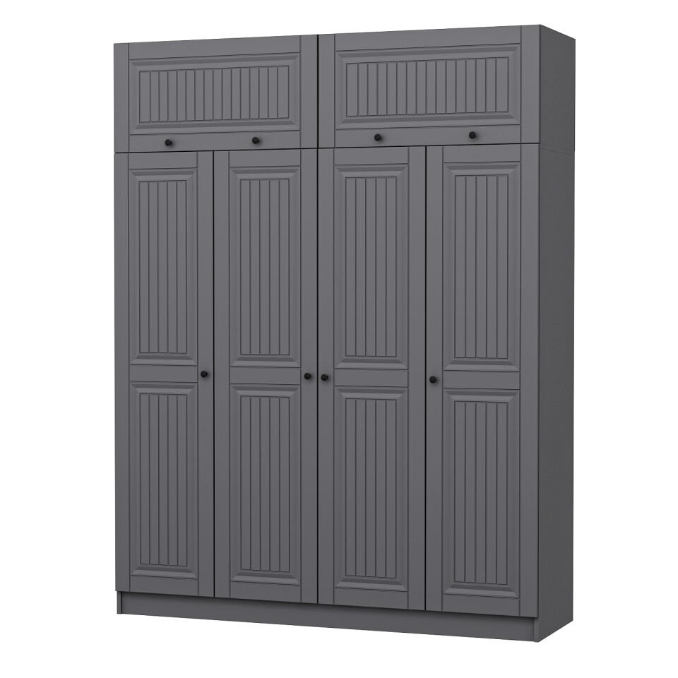 Kale 4 Kapaklı 2 İç Çekmeceli Dolap Ve Yüklük Antrasit Mebran İlkbahar