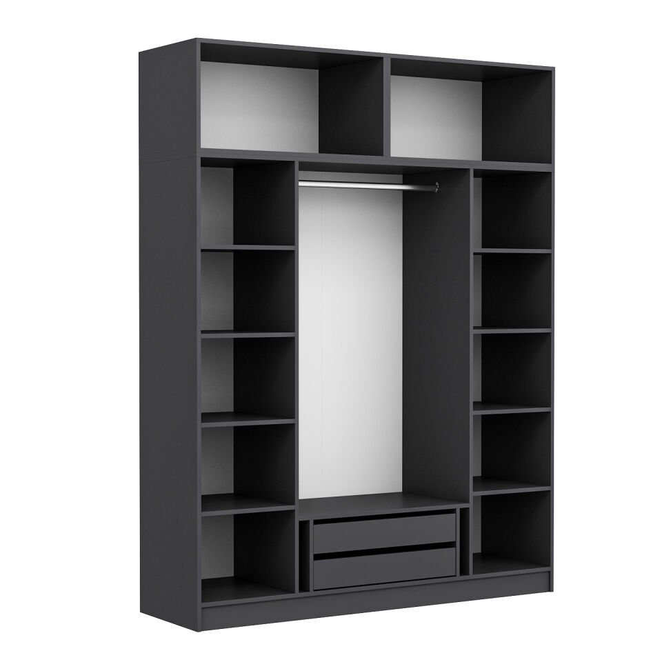 Kale 4 Kapaklı 2 İç Çekmeceli Dolap Ve Yüklük Antrasit Mebran İlkbahar