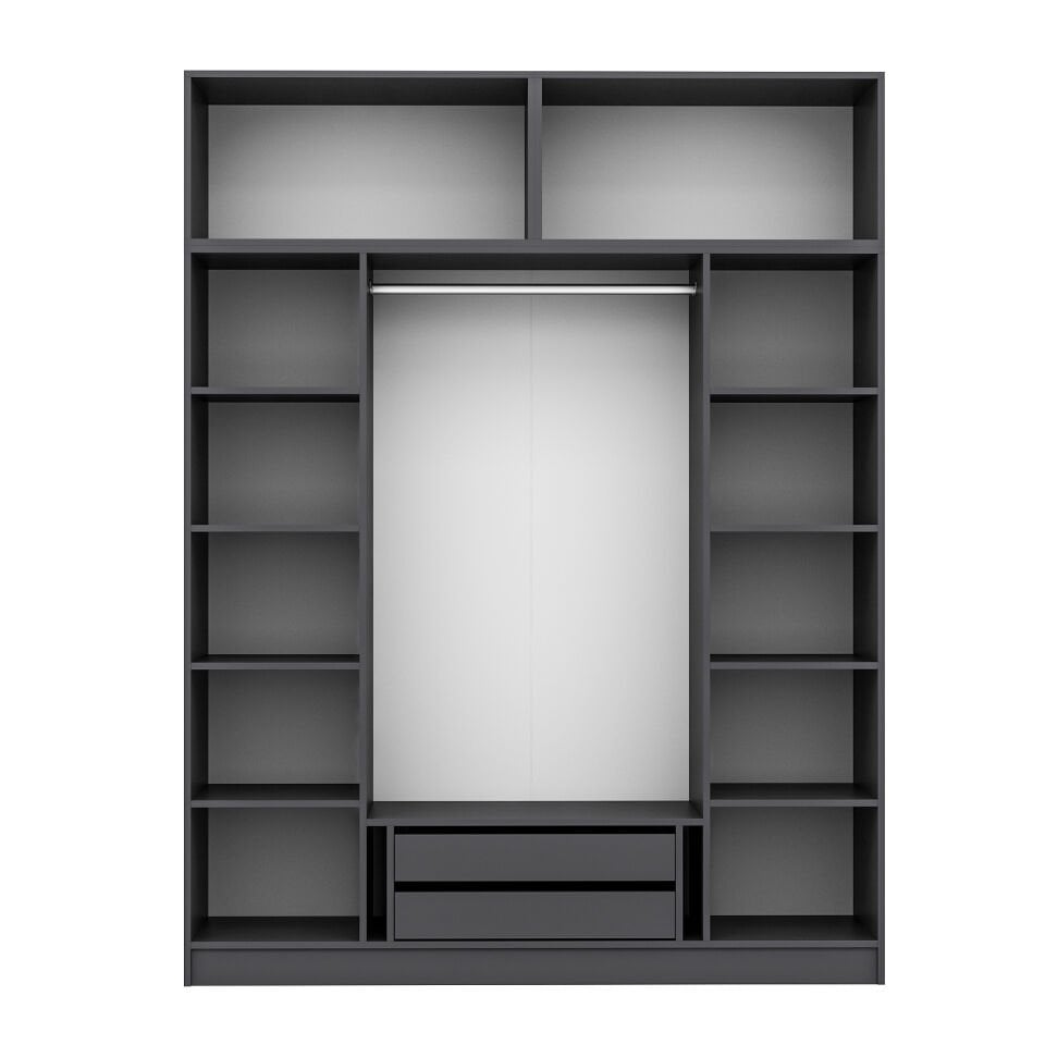 Kale 4 Kapaklı 2 İç Çekmeceli Dolap Ve Yüklük Antrasit Mebran İlkbahar