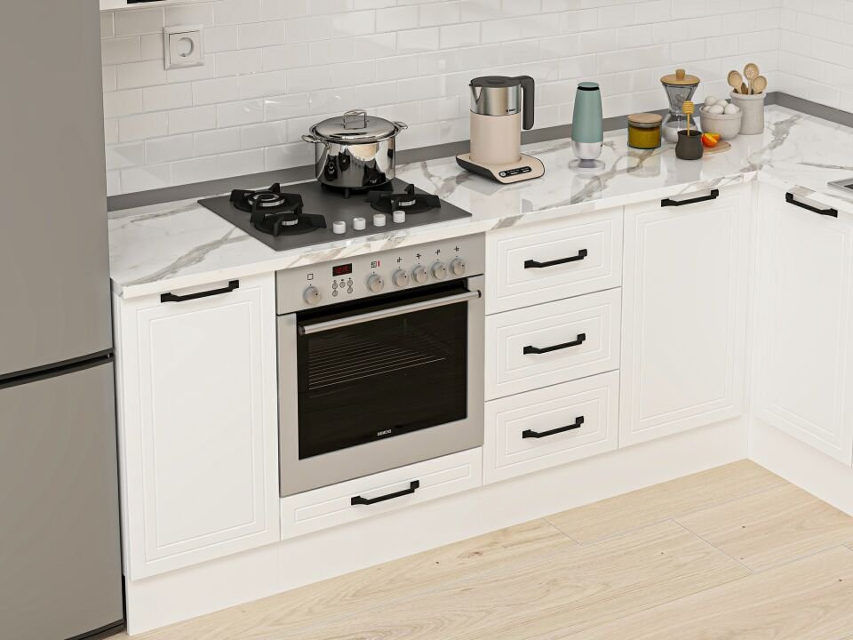 Alvinka 250-200X222 Cm Mbr_A Köşe Mutfak Dolabı Beyaz - Mdf