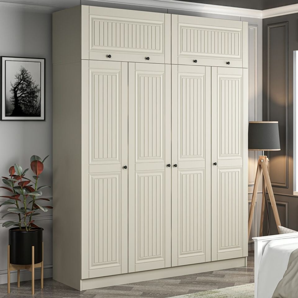 Kale 4 Kapaklı 2 İç Çekmeceli Dolap Ve Yüklük Kumtaşı Mebran İlkbahar