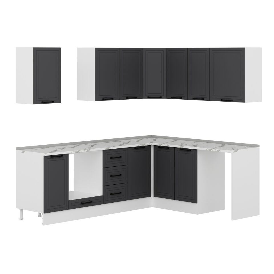 Alvinka 250-200X222 Cm Mbr_A Köşe Mutfak Dolabı Antrasit - Suntalam