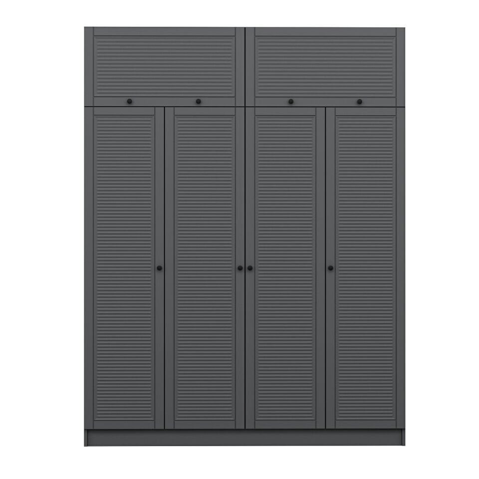 Kale 4 Mebran Panjur Kapaklı 2 Çekmeceli Dolap Ve Yüklük Antrasit