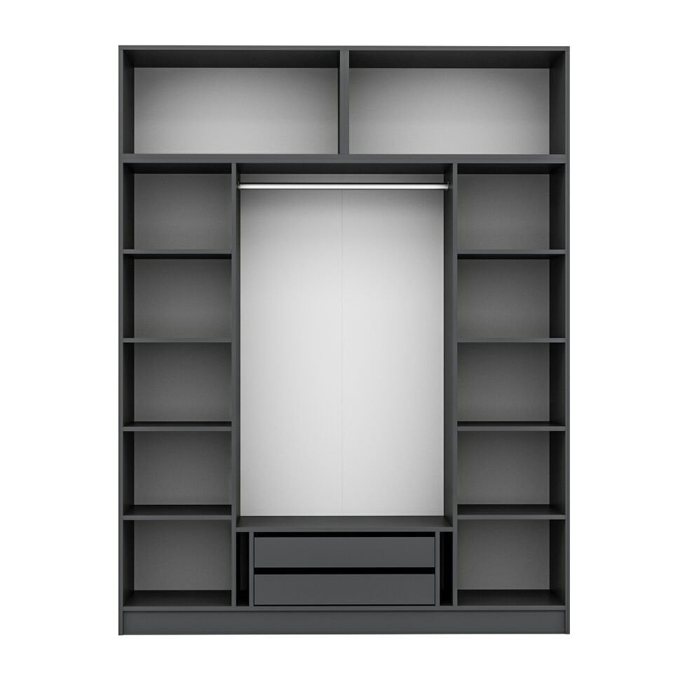 Kale 4 Mebran Panjur Kapaklı 2 Çekmeceli Dolap Ve Yüklük Antrasit