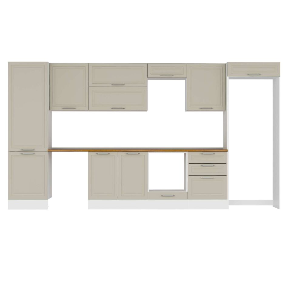 Alvinka 400X222 Cm Klasik Mebran Mutfak Dolabı Mbb-E80B60S60-2 Mebran | Kumtaşı - Suntalam