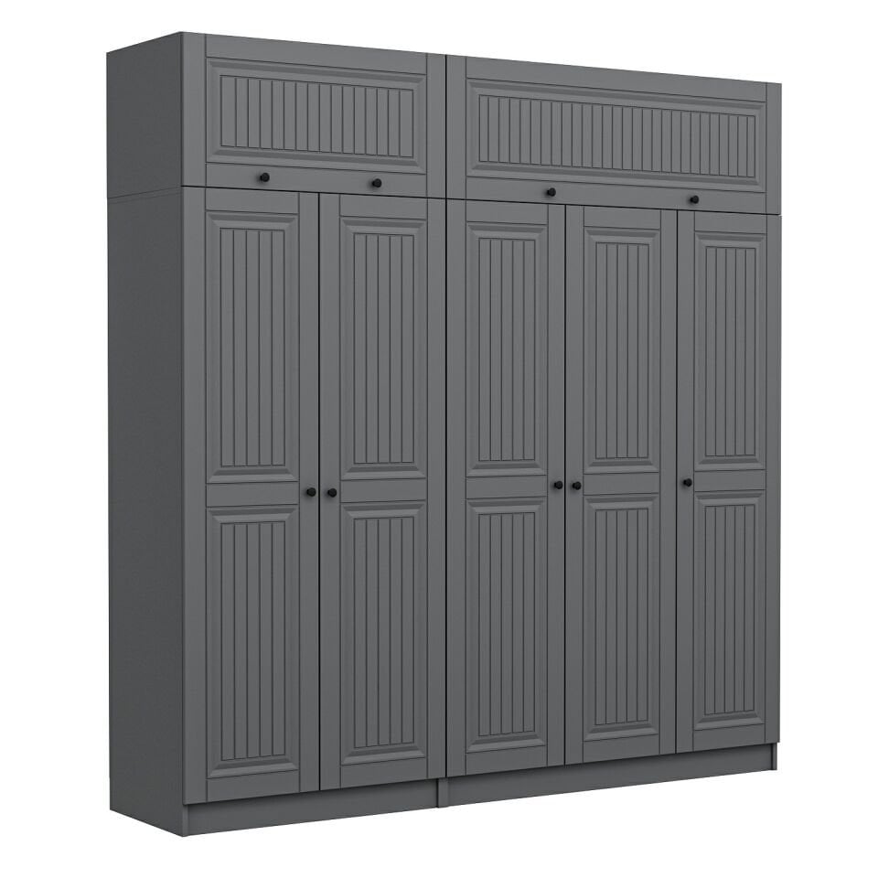 Kale 5 Kapaklı 2 İç Çekmeceli Dolap Ve Yüklük Antrasit Mebran İlkbahar