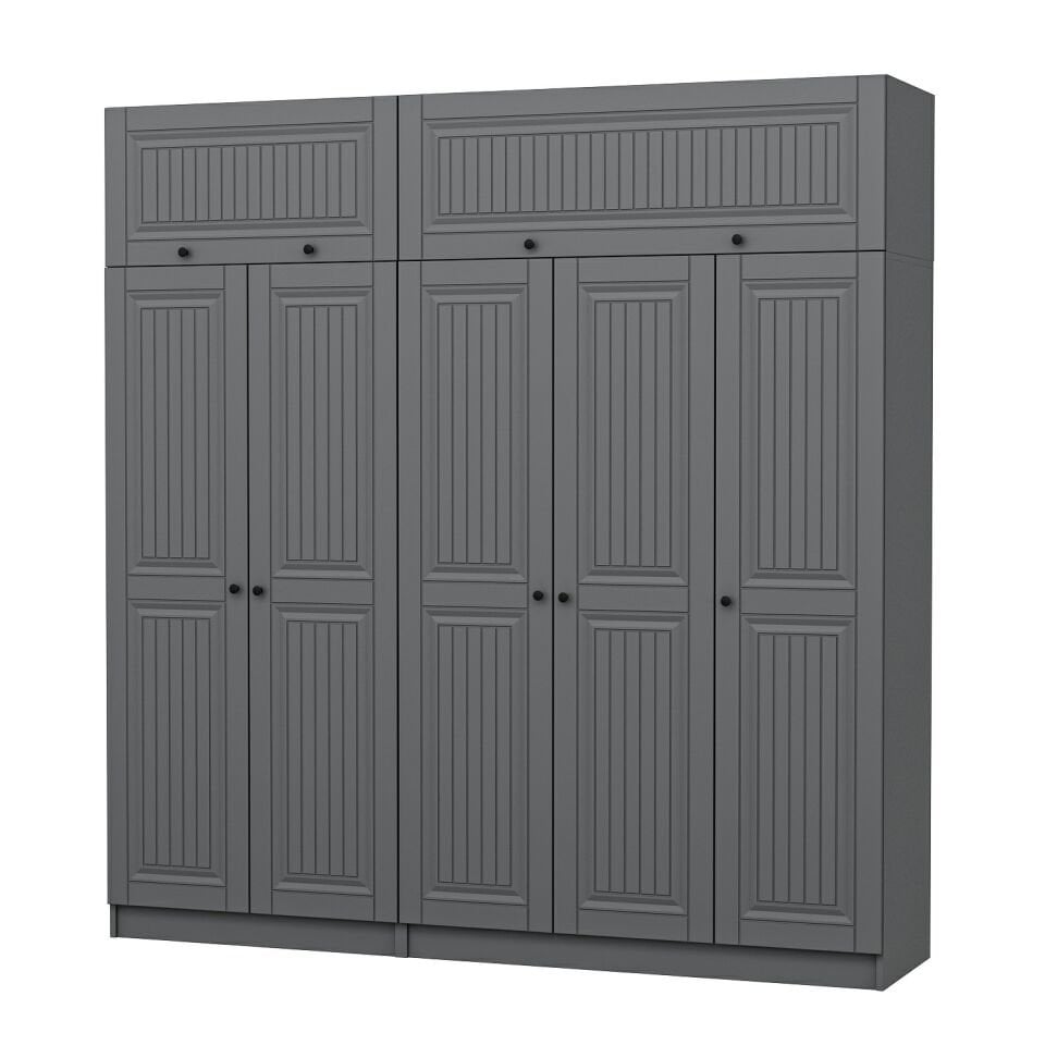 Kale 5 Kapaklı 2 İç Çekmeceli Dolap Ve Yüklük Antrasit Mebran İlkbahar