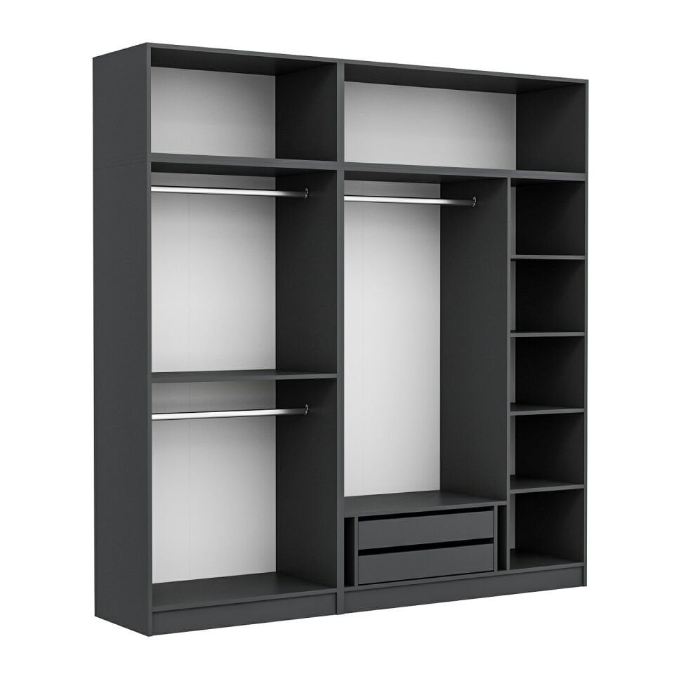 Kale 5 Kapaklı 2 İç Çekmeceli Dolap Ve Yüklük Antrasit Mebran İlkbahar