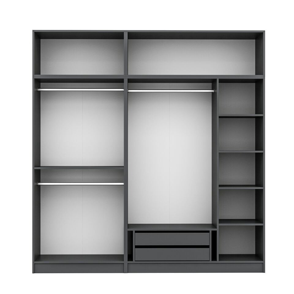 Kale 5 Kapaklı 2 İç Çekmeceli Dolap Ve Yüklük Antrasit Mebran İlkbahar