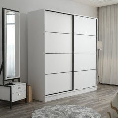 Minar Kale 2 Kapaklı Sürgülü Dolap 180 Cm - Beyaz 190CM