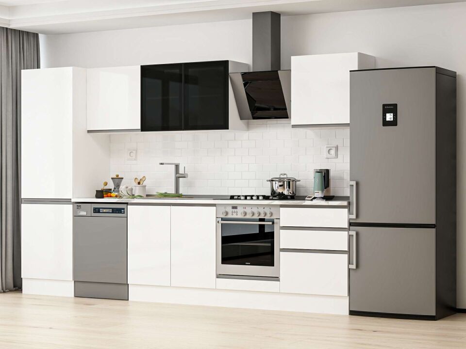 Alvinka 330X210 Cm High Gloss Mutfak Dolabı Mb-E90B60S60-3 High Gloss | Beyaz - Mdf