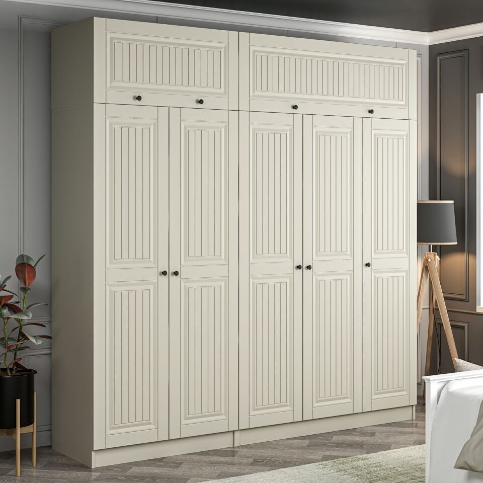 Kale 5 Kapaklı 2 İç Çekmeceli Dolap Ve Yüklük Kumtaşı Mebran İlkbahar