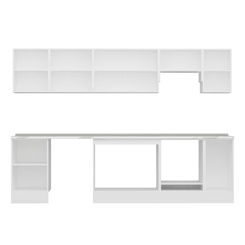 Alvinka 300X210 Cm Klasik Mebran Mutfak Dolabı M-E90S50S40-1 Mebran | Kumtaşı - Suntalam