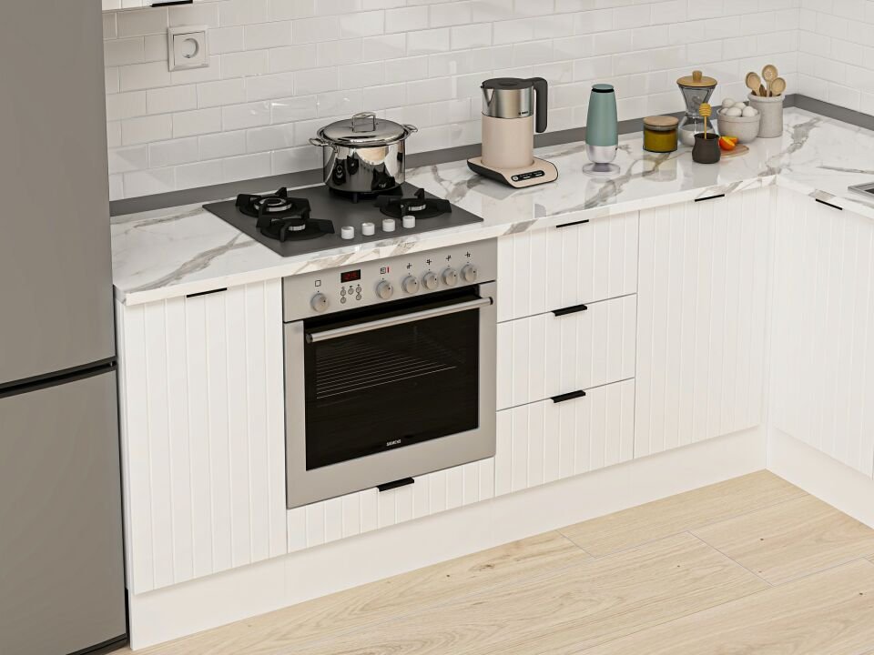 Alvinka 250-200X222 Cm Mbr_B Köşe Mutfak Dolabı Beyaz - Mdf