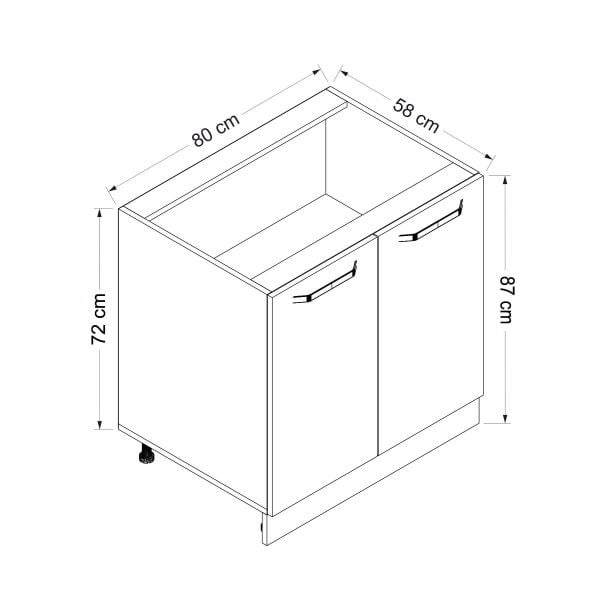Minar Mutfak Alt Modül 2K1R 80Cm Dolap Beyaz - B1