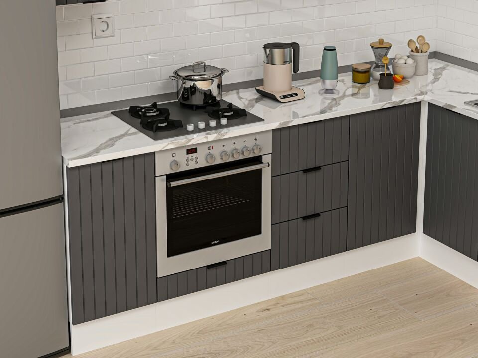 Alvinka 250-200X222 Cm Mbr_B Köşe Mutfak Dolabı Antrasit - Suntalam