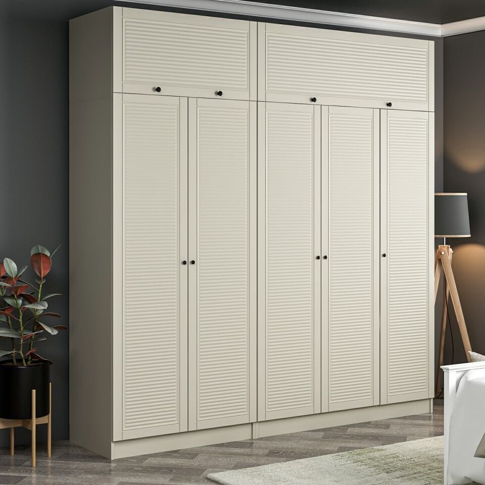 Kale 5 Mebran Panjur Kapaklı 2 Çekmeceli Dolap Ve Yüklük Kumtaşı