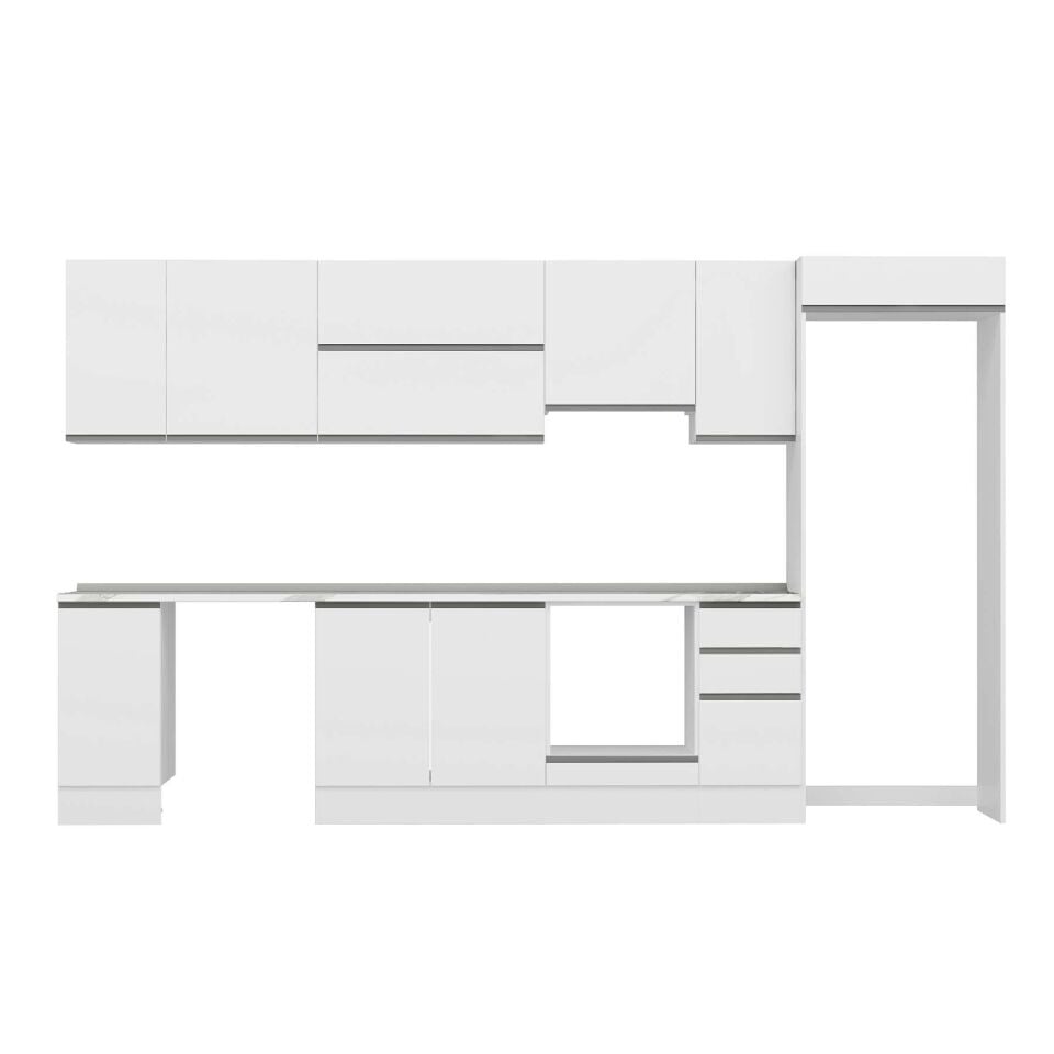Alvinka 360X222 Cm High Gloss Mutfak Dolabı Mb-E80S40S40-1 High Gloss | Beyaz - Suntalam