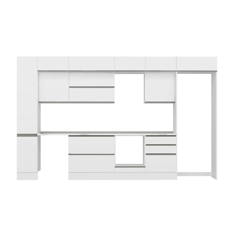 Alvinka 380X240 Cm High Gloss Mutfak Dolabı Mbb-E80B40S60-2 High Gloss | Beyaz - Mdf