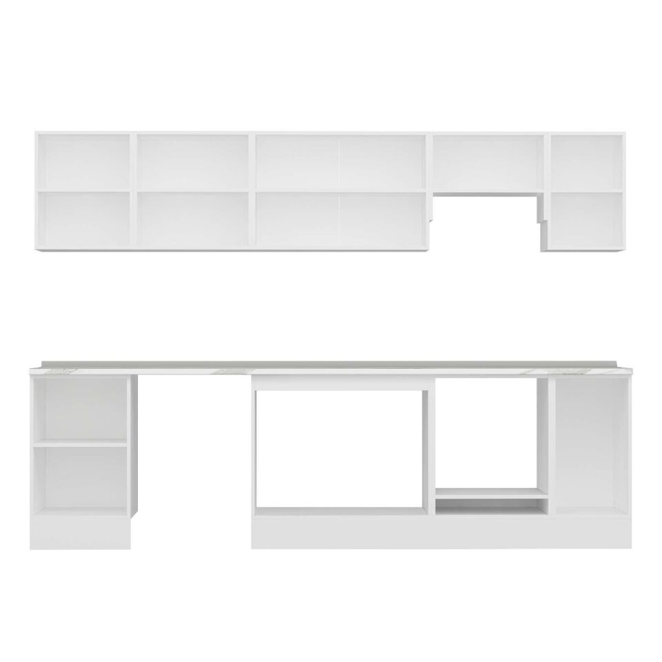 Alvinka 300X210 Cm Klasik Mebran Mutfak Dolabı M-E90S50S40-1 Mebran | Kumtaşı - Mdf