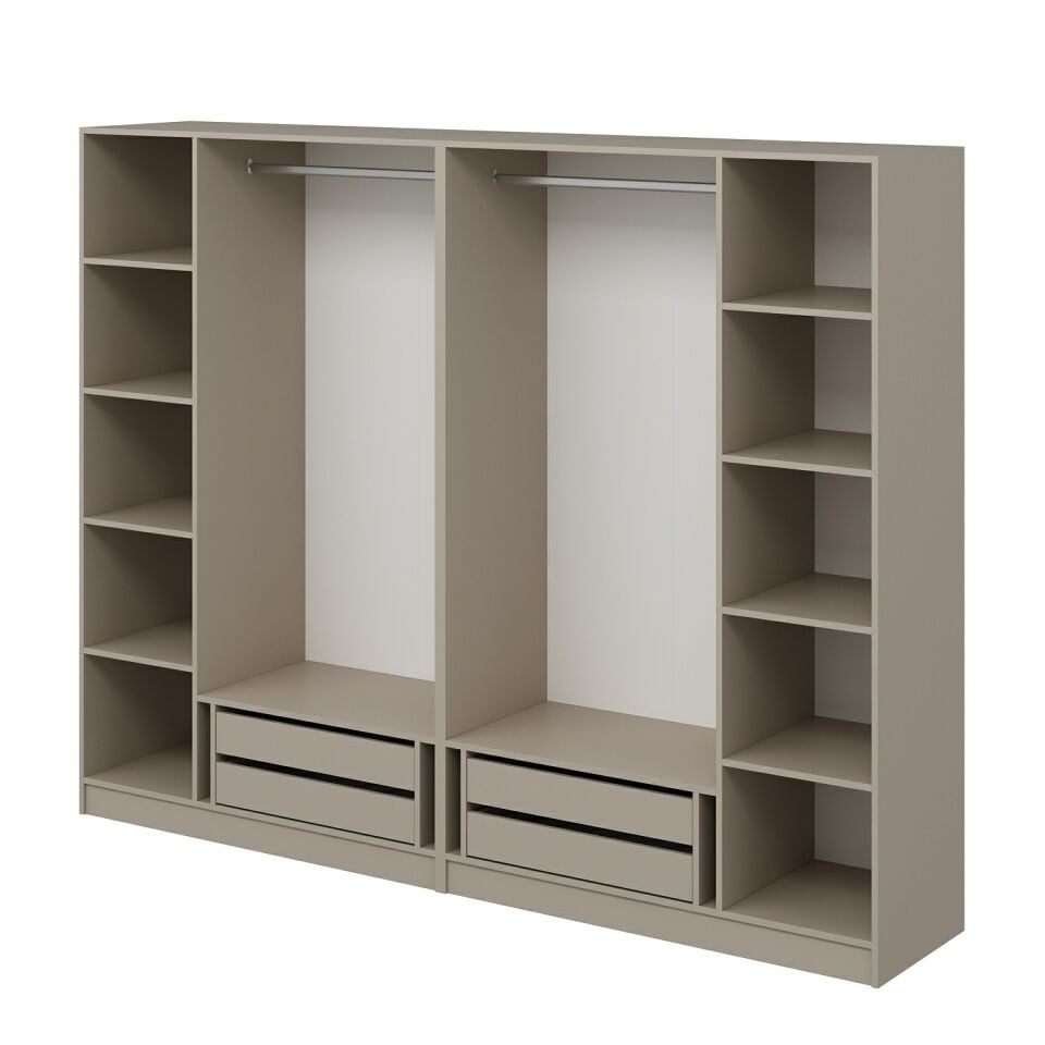 Kale 6 Bölmeli 4 Çekmeceli Giyinme Dolabı Kumtaşı