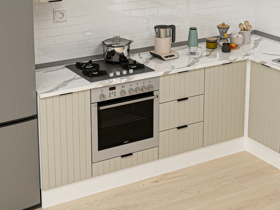 Alvinka 250-200X222 Cm Mbr_B Köşe Mutfak Dolabı Kumtaşı - Mdf