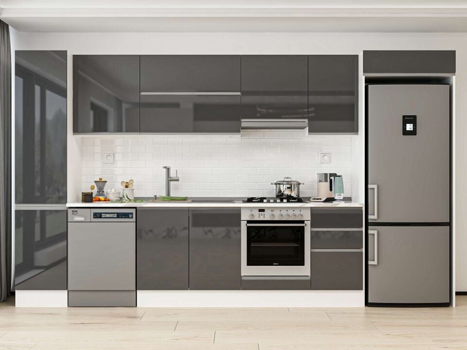 Alvinka 380X222 Cm High Gloss Mutfak Dolabı Mbb-E90B45S45-1