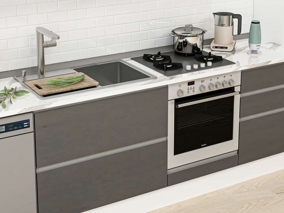 Alvinka 380X240 Cm High Gloss Mutfak Dolabı Mbb-E80B40S60-2 High Gloss | Antrasit - Mdf