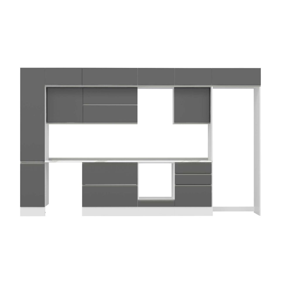 Alvinka 380X240 Cm High Gloss Mutfak Dolabı Mbb-E80B40S60-2 High Gloss | Antrasit - Mdf