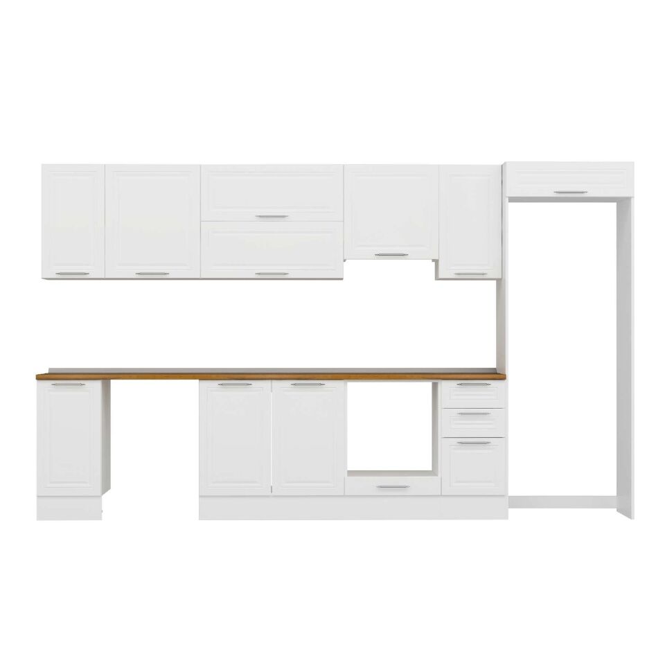Alvinka 370X222 Cm Klasik Mebran Mutfak Dolabı Mb-E90S40S40-1 Mebran | Beyaz - Suntalam
