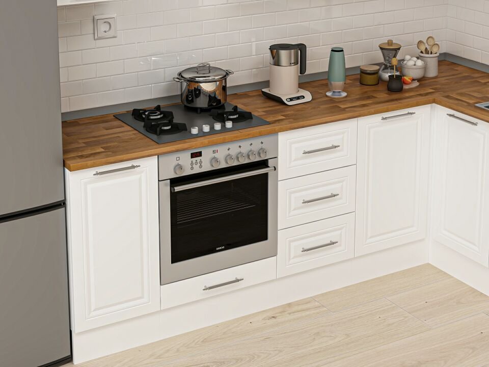 Alvinka 250-200X222 Cm Mbr_C Köşe Mutfak Dolabı Beyaz - Mdf
