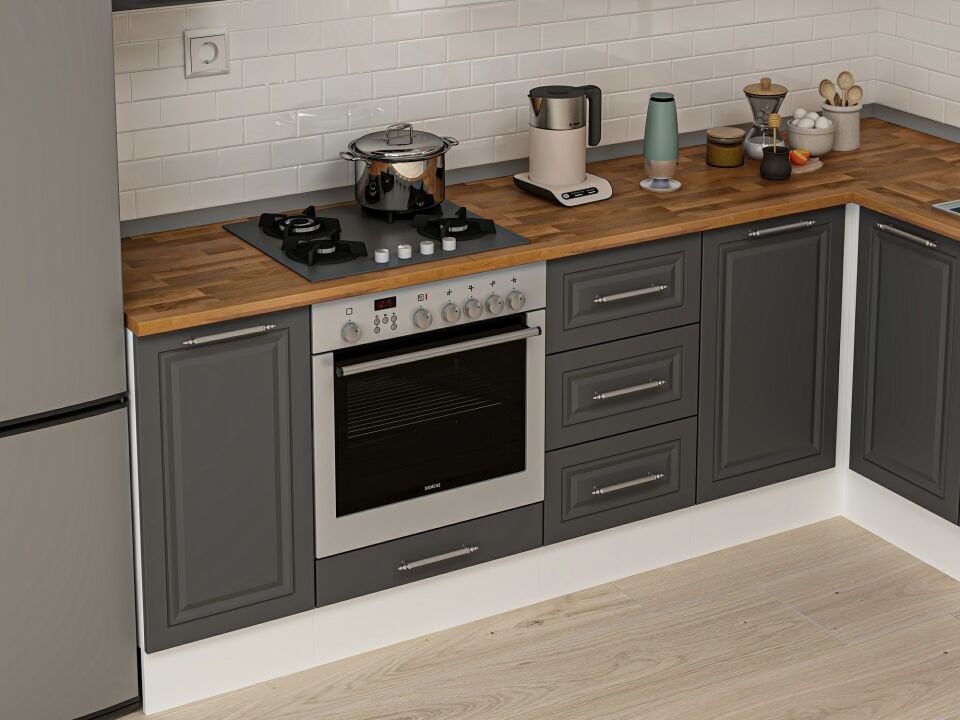 Alvinka 250-200X222 Cm Mbr_C Köşe Mutfak Dolabı Antrasit - Suntalam