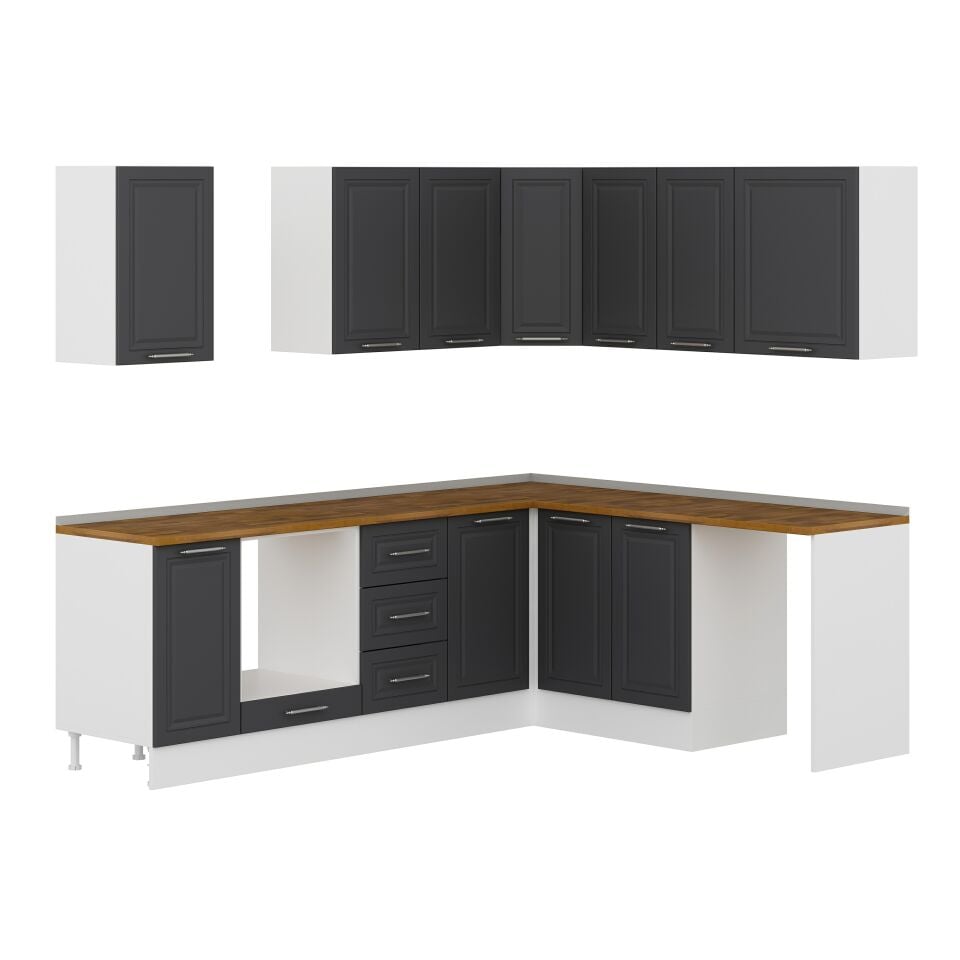 Alvinka 250-200X222 Cm Mbr_C Köşe Mutfak Dolabı Antrasit - Suntalam