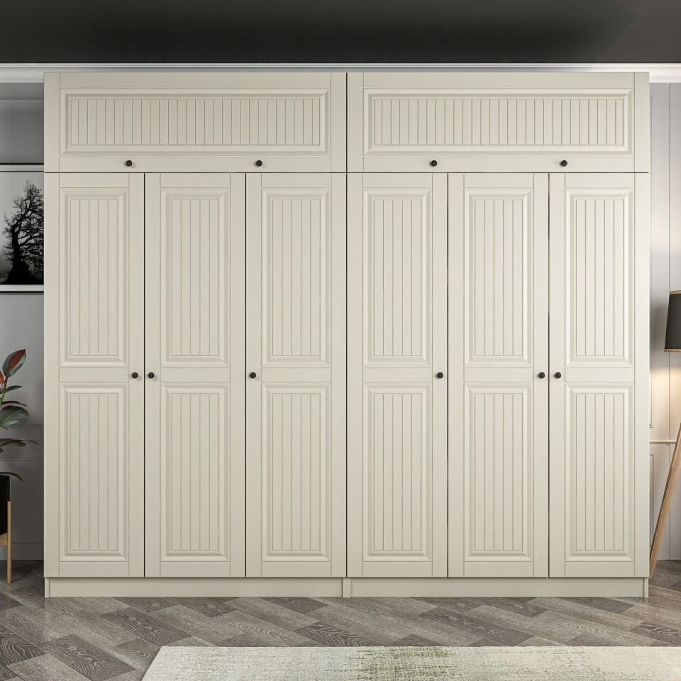 Kale 6 Kapaklı 4 İç Çekmeceli Dolap Ve Yüklük Kumtaşı Mebran İlkbahar