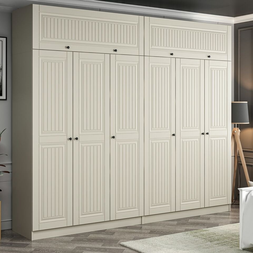 Kale 6 Kapaklı 4 İç Çekmeceli Dolap Ve Yüklük Kumtaşı Mebran İlkbahar