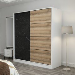 Minar Kale 2 Kapaklı Sürgülü Dolap 180 Cm - Byz/Royal Mermer/Dore 210CM