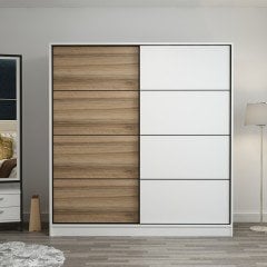 Minar Kale 2 Kapaklı Sürgülü Dolap 180 Cm - Beyaz/Dore 210CM