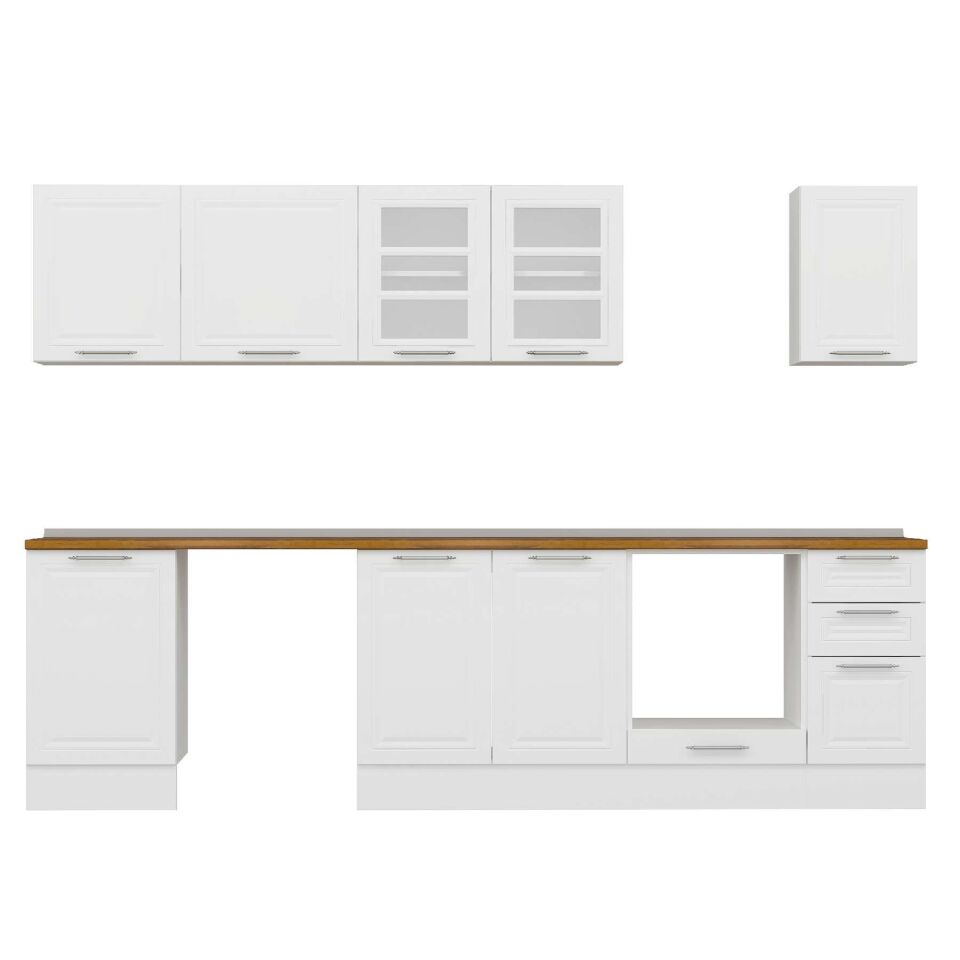 Alvinka 300X210 Cm Klasik Mebran Mutfak Dolabı M-E90S50S40-3 Mebran | Beyaz - Suntalam