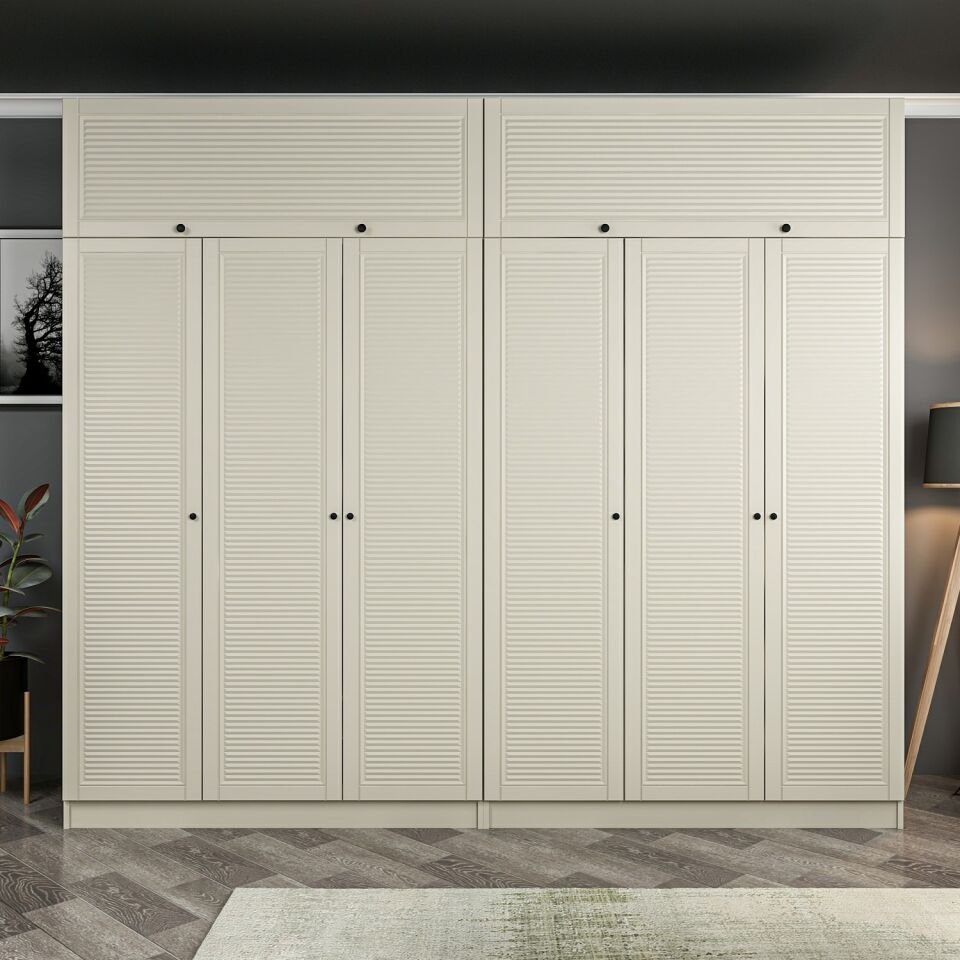 Mkmiページ Kale 6 Mebran Panjur Kapaklı 4 Çekmeceli Dolap Ve Yüklük Kumtaşı 235CM