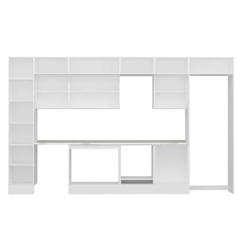 Alvinka 385X240 Cm Klasik Mebran Mutfak Dolabı Mbb-E80B45S60-3 Mebran | Antrasit - Mdf