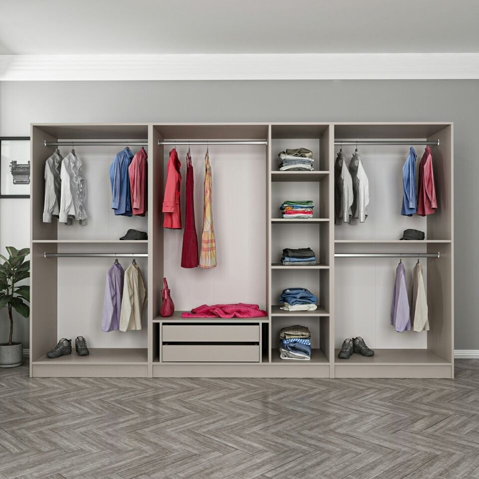 Kale 7 Bölmeli 2 Çekmeceli Giyinme Dolabı Kumtaşı