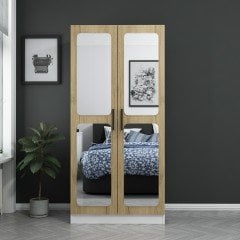 Kale 2 Kapaklı Aynalı Dolap - Pera Ceviz