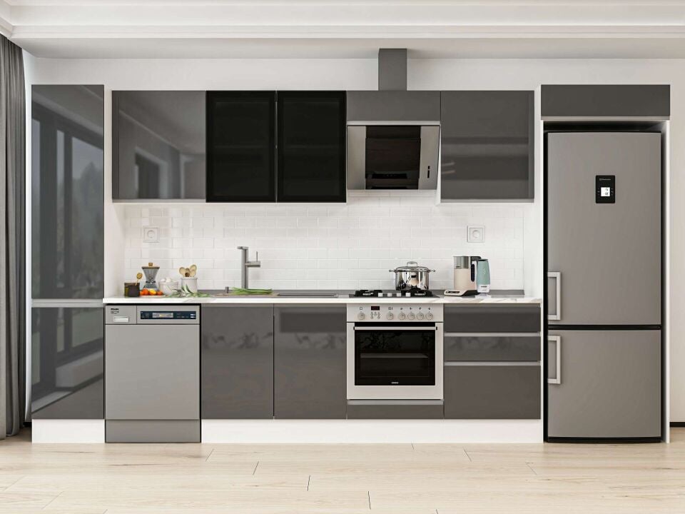 Alvinka 395X222 Cm High Gloss Mutfak Dolabı Mbb-E90B45S60-3