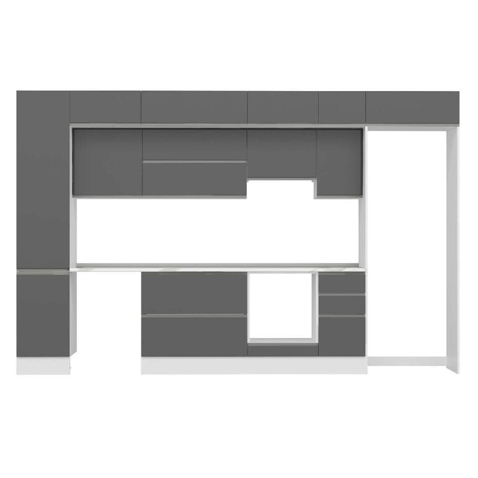 Alvinka 365X240 Cm High Gloss Mutfak Dolabı Mbb-E80B45S40-1 High Gloss | Antrasit - Mdf