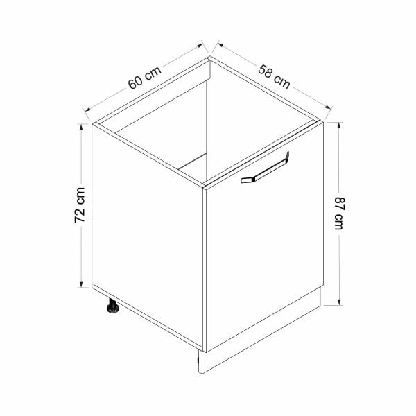 Minar Mutfak Alt Modül 1K 60Cm Evye Dolap Beyaz/Antrasit - A1