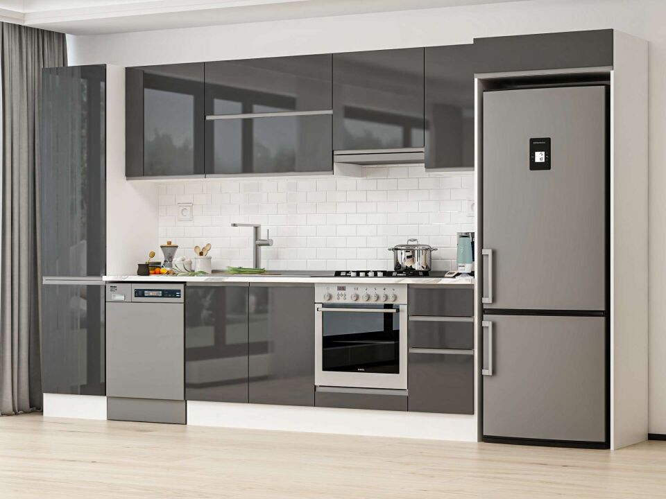 Alvinka 380X222 Cm High Gloss Mutfak Dolabı Mbb-E90B50S40-1