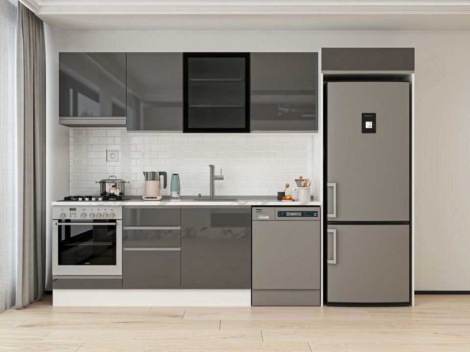 Alvinka 310X220 Cm Hg_J Mutfak Dolabı Antrasit - Mdf