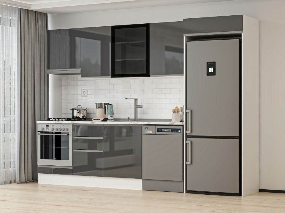 Alvinka 310X220 Cm Hg_J Mutfak Dolabı Antrasit - Mdf